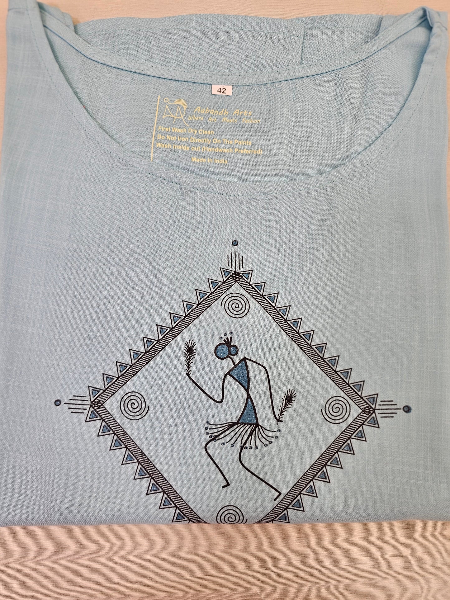 Aabandh's Sleevless Top - Warli ( Cotton Linen )