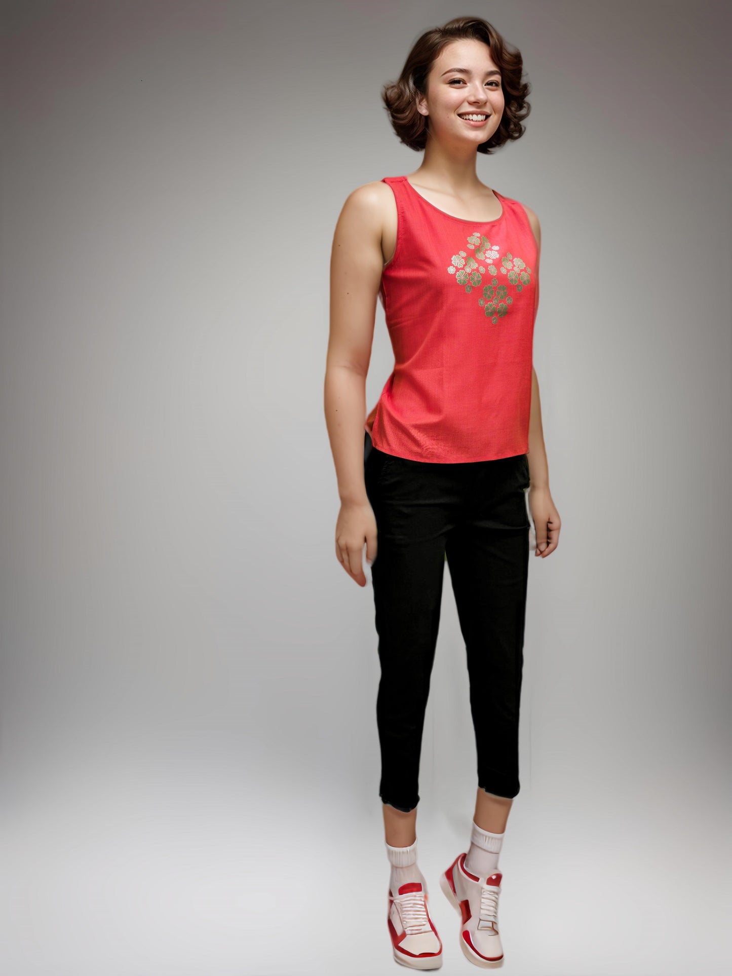 Aabandh's Sleevless Top - Flora ( Ruby Cotton )