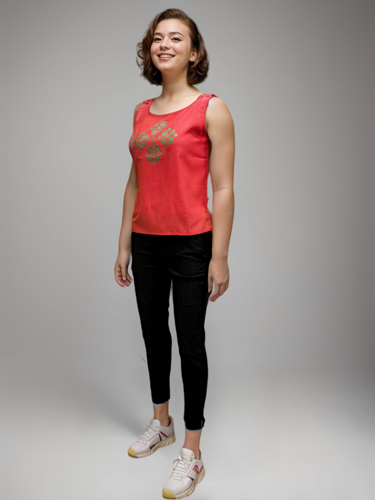 Aabandh's Sleevless Top - Flora ( Ruby Cotton )