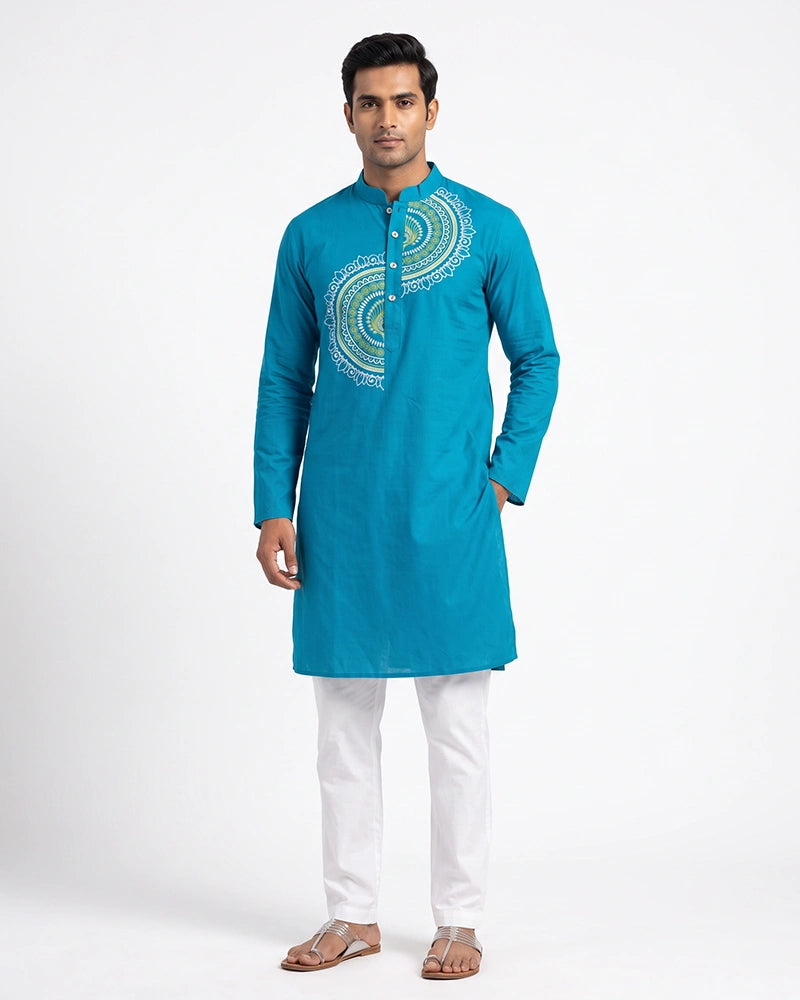 Gents Kurta-Mandala (Blue)