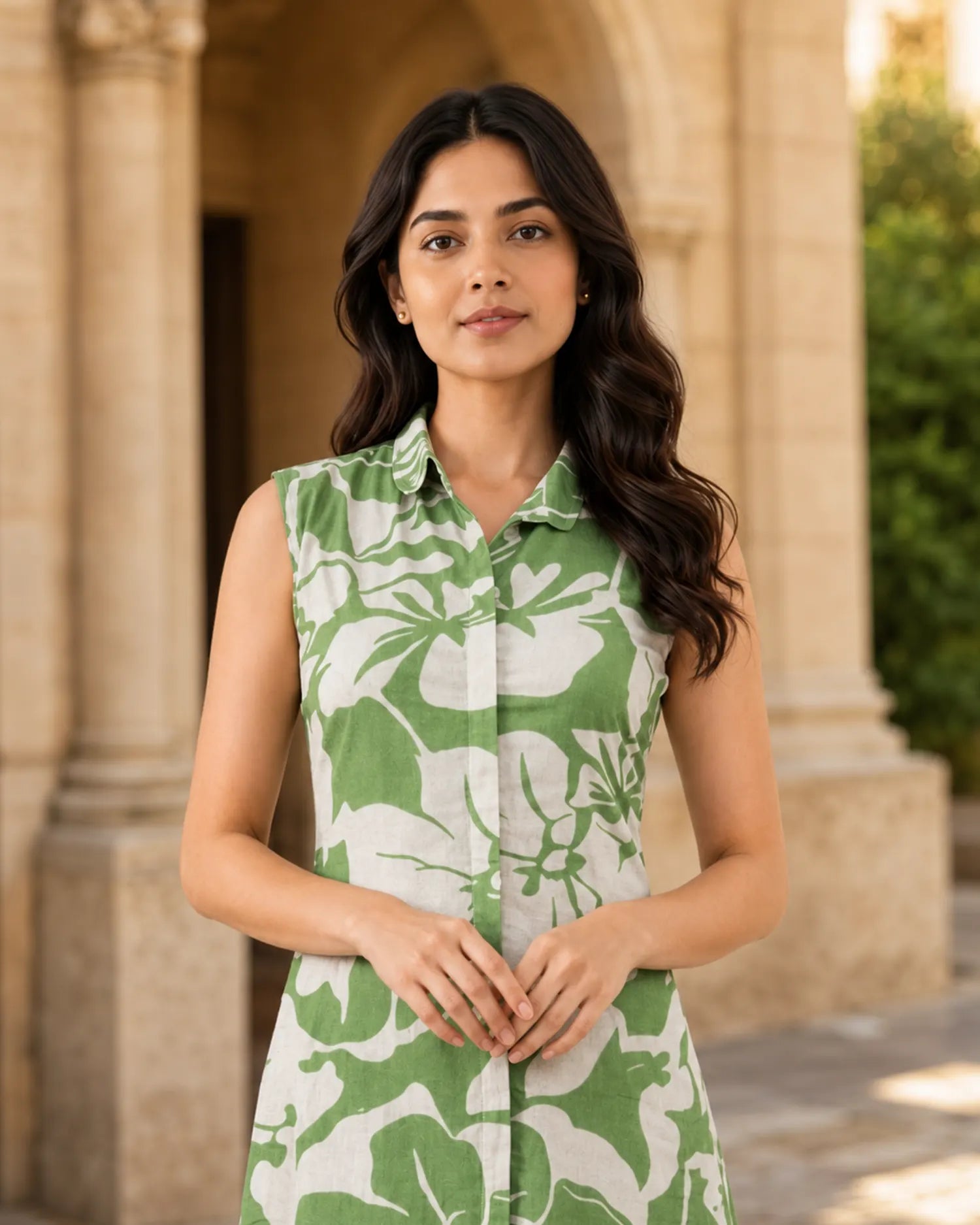 One Piece-Collar Cotton Jaipur (Green)