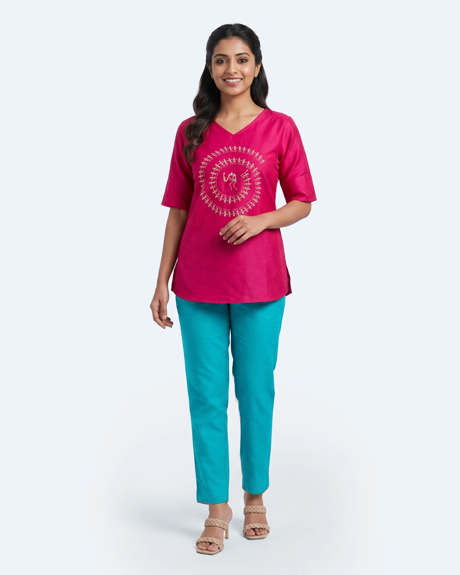 Warli | Tarpa Design - Rani Pink