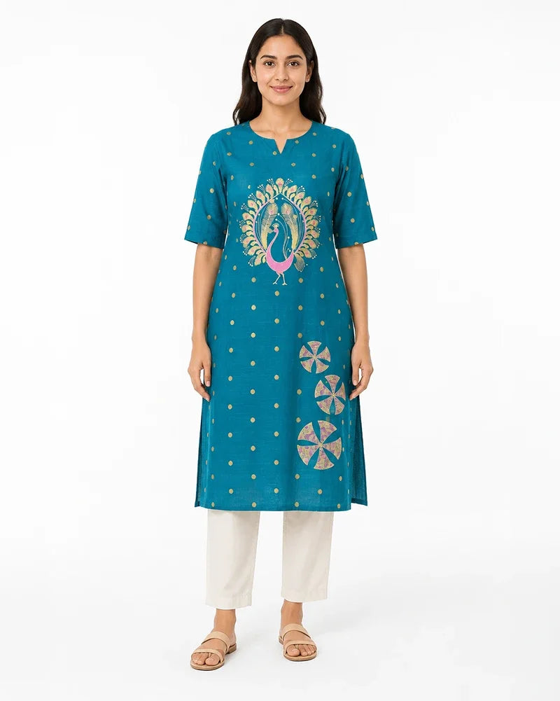 kalamkari coord set for women tassel cotton front