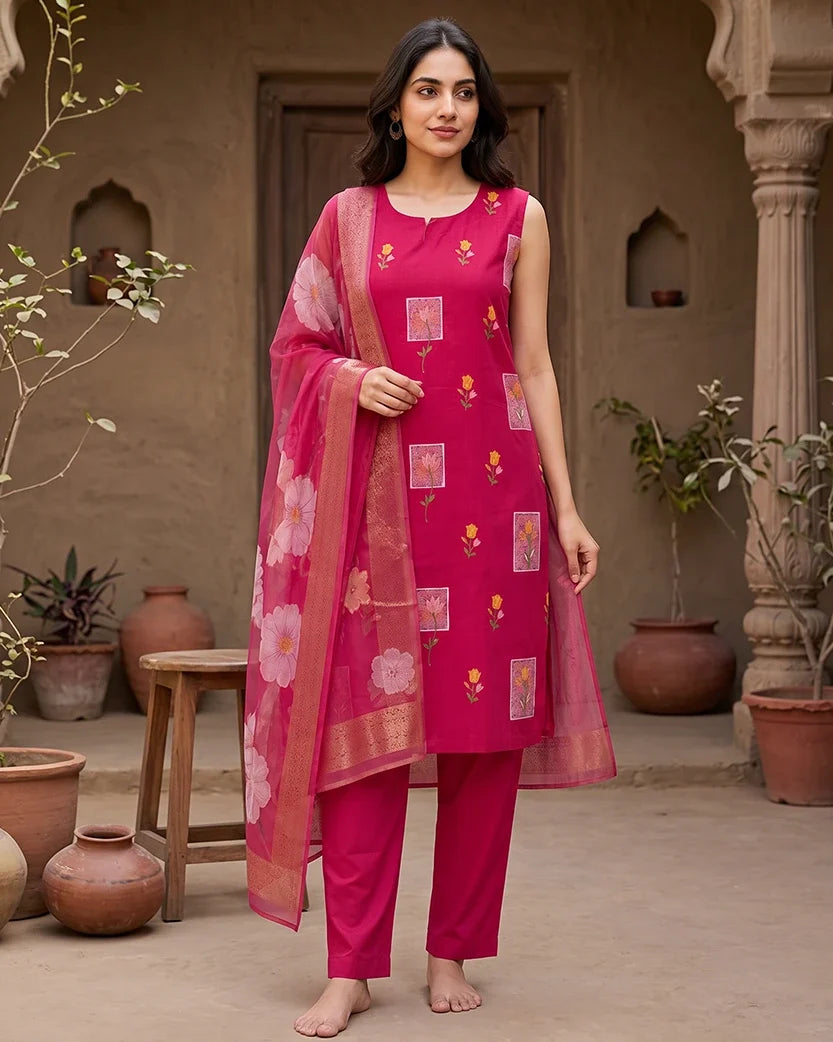 peacock kurti set for women vertican fabric front