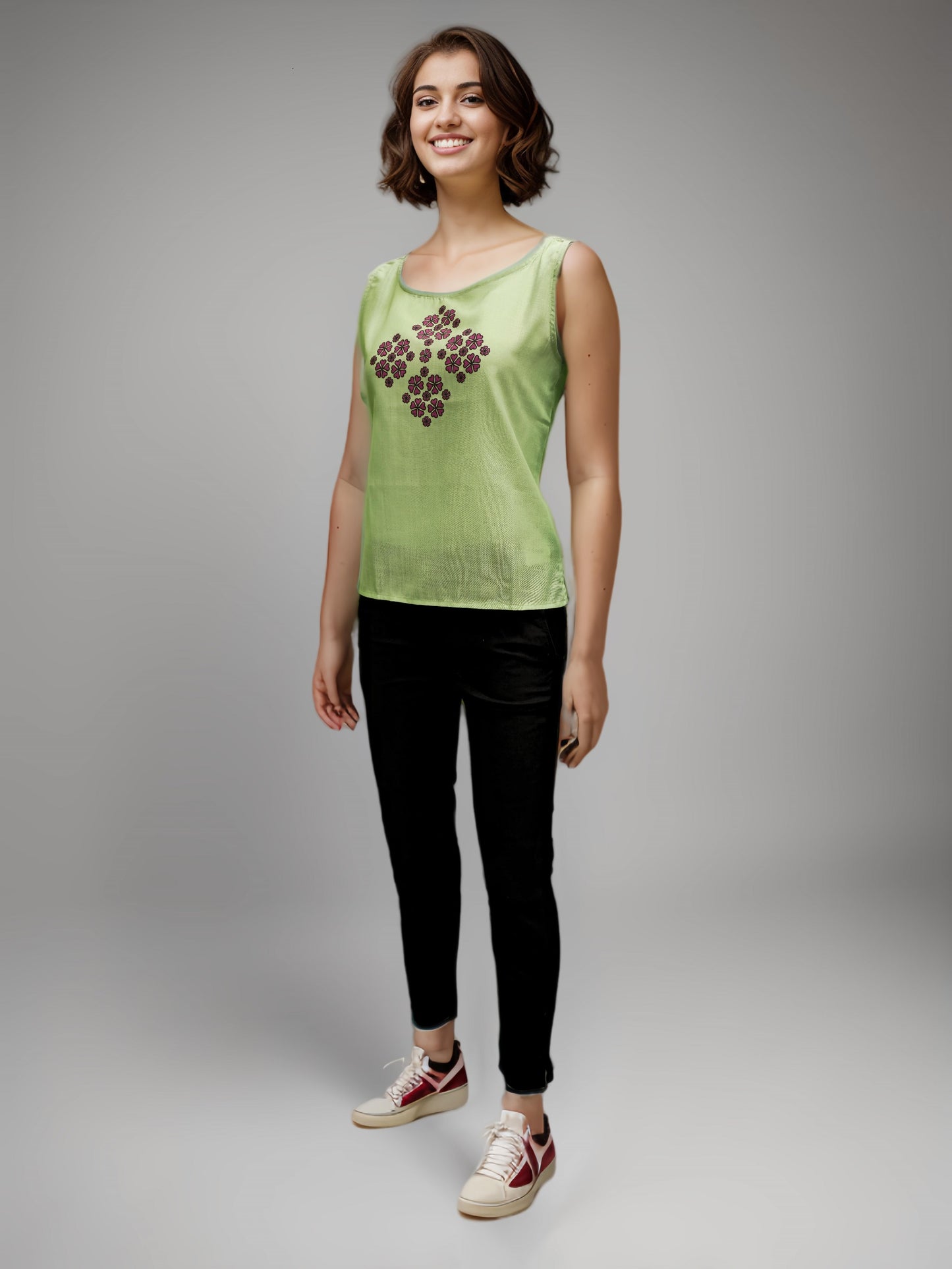 Aabandh's Sleevless Top - Flora ( Ruby Cotton )