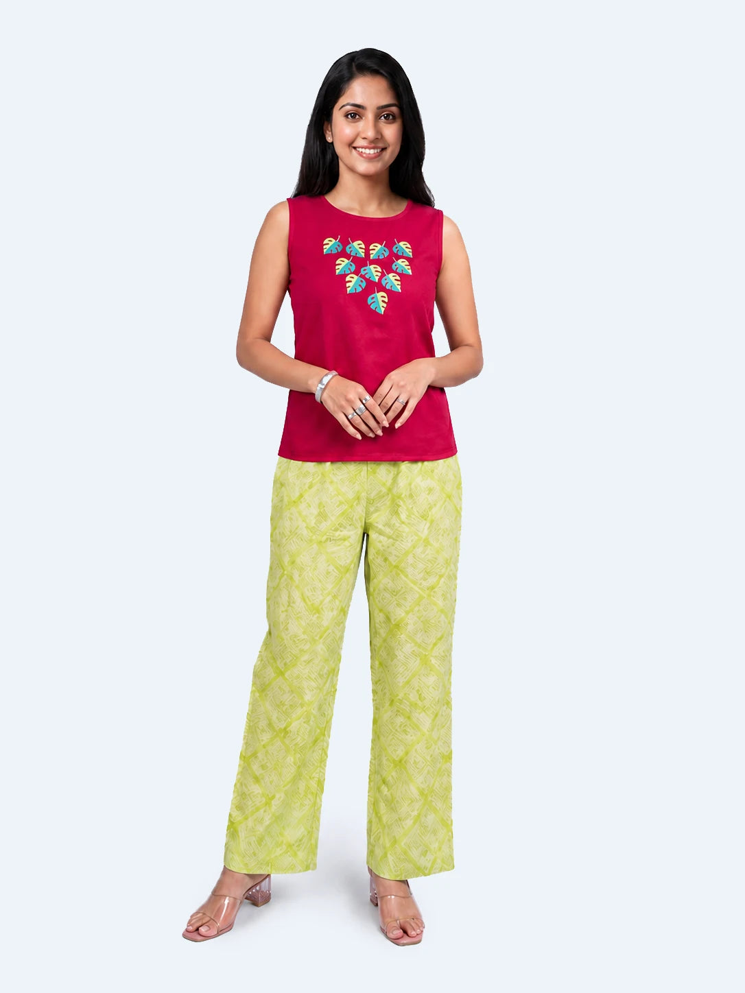 Crop Top - Monstera - Maroon