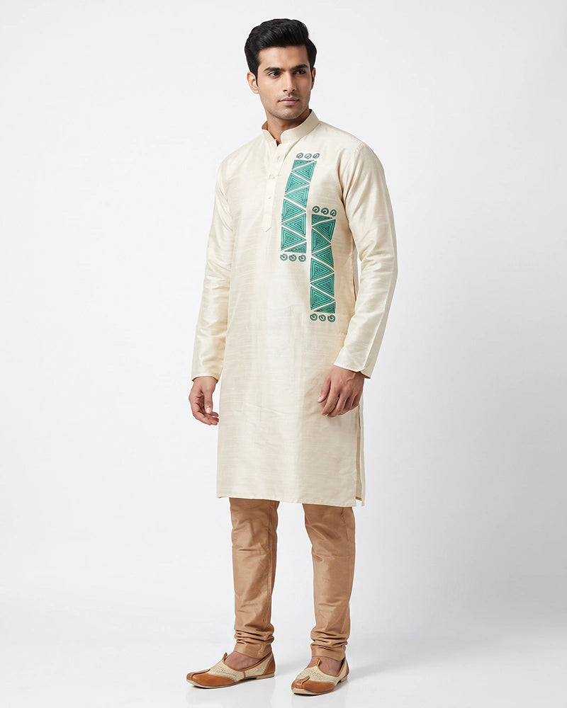 Gents Kurta-Uparna Silk (Off White)