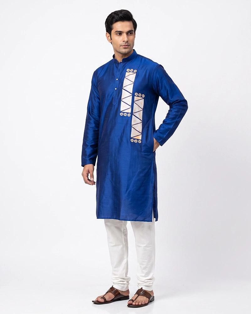 Gents kurta-Uparna-Silk (Dark-Blue)