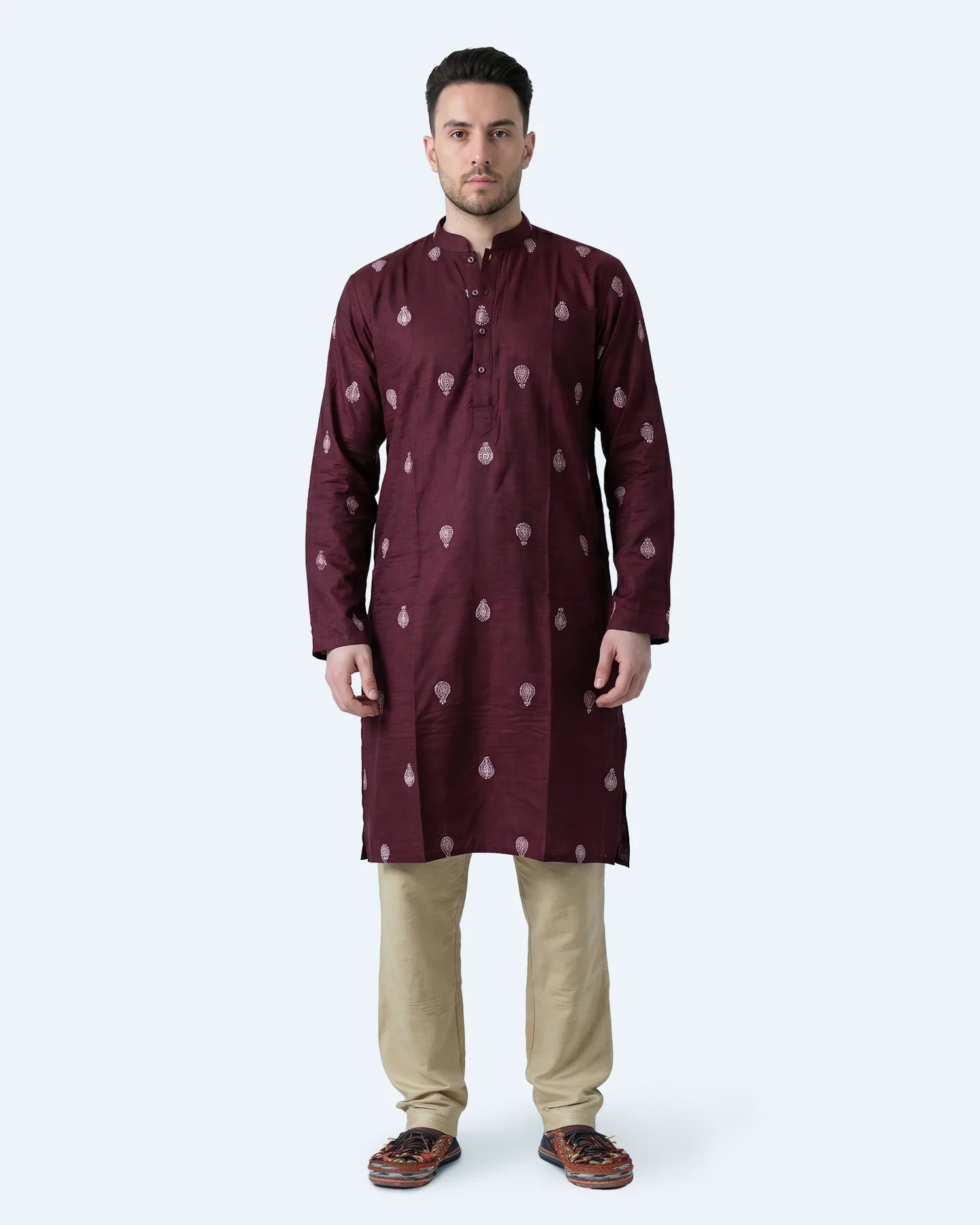 Maroon Paisley Heritage Kurta