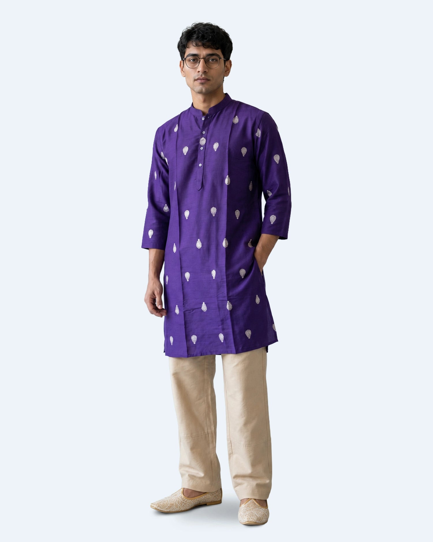 Purple Heritage Paisley Kurta