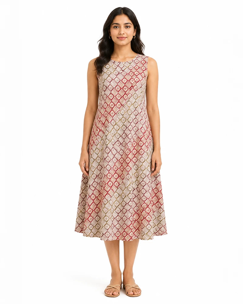 pink one piece dress for women rayon a-line front