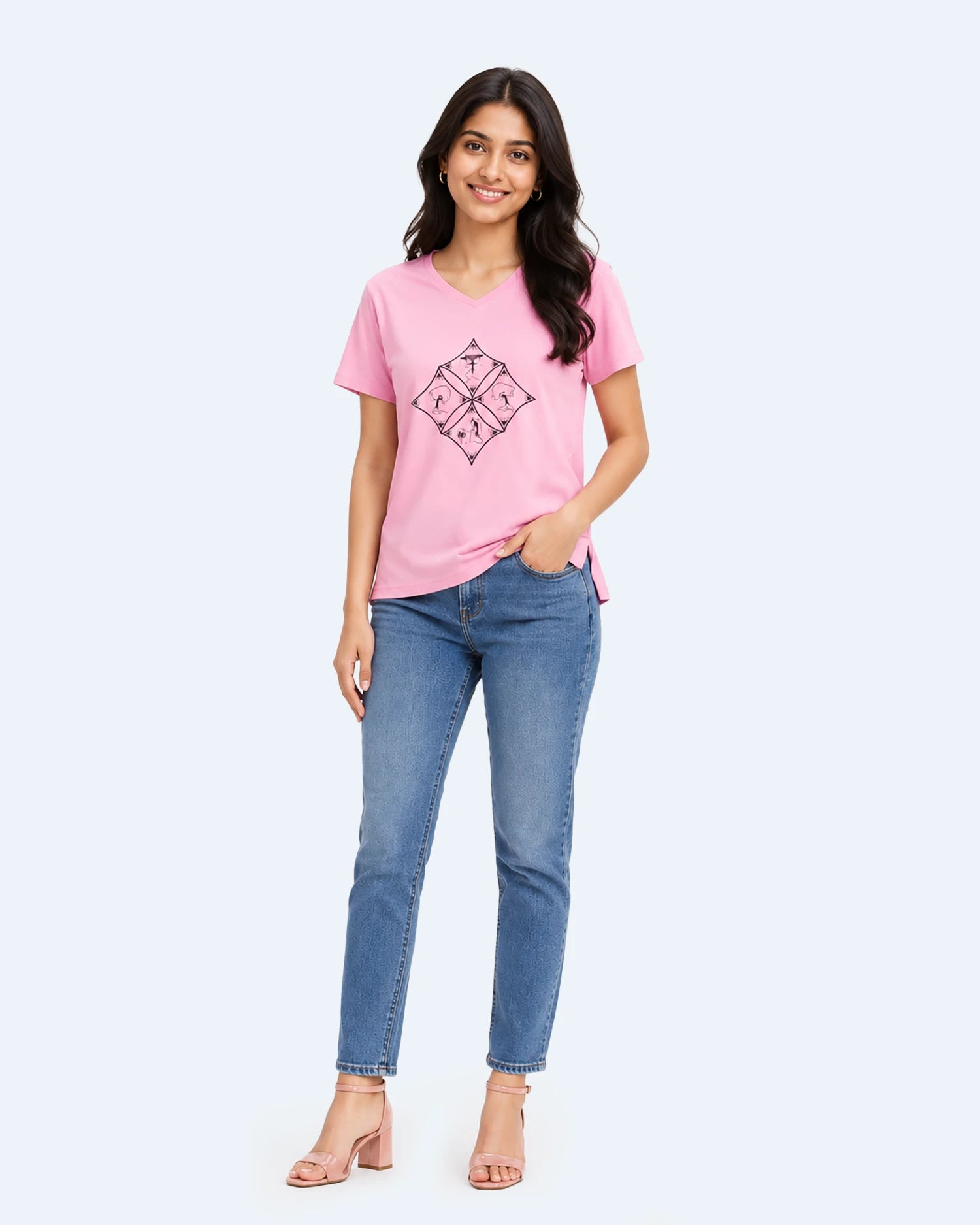 T-Shirts | Warli (Baby Pink)
